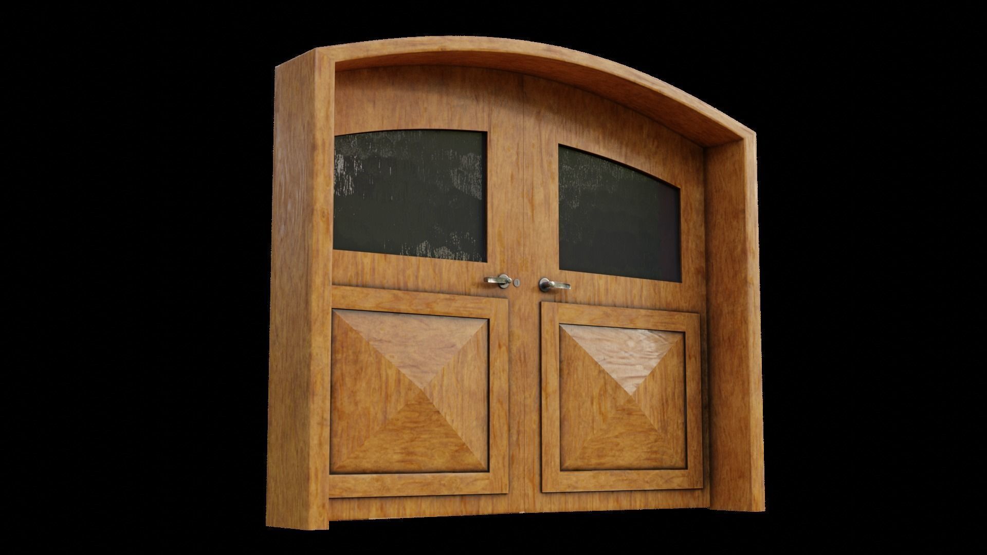 Double Big Door with Glass Window PBR Options Low-poly 3D model_29