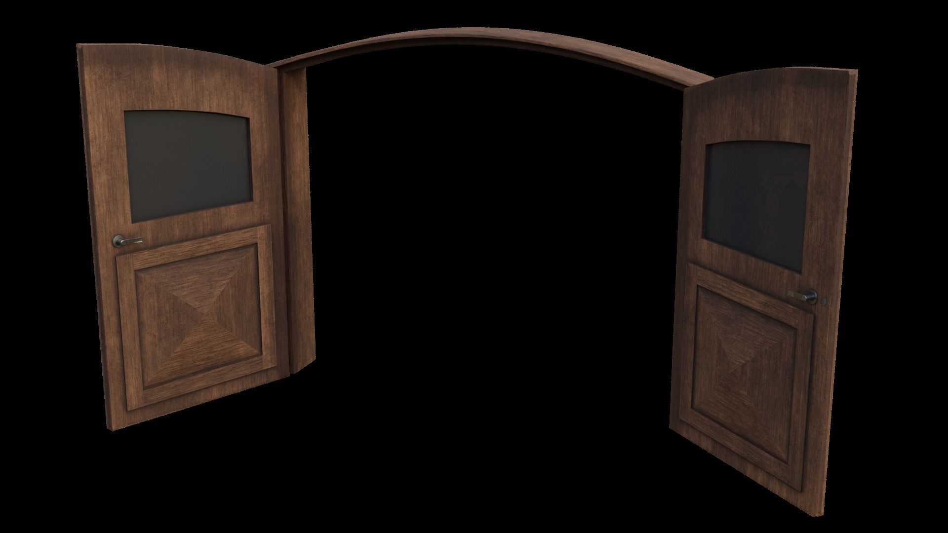 Double Big Door with Glass Window PBR Options Low-poly 3D model_20