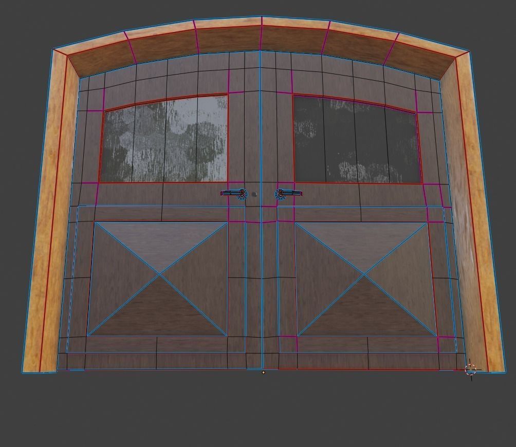 Double Big Door with Glass Window PBR Options Low-poly 3D model_18