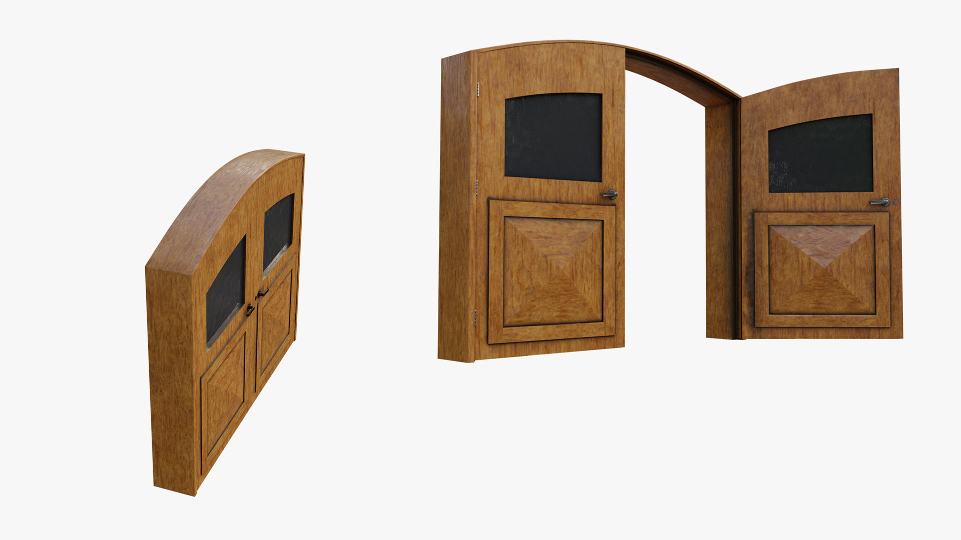 Double Big Door with Glass Window PBR Options Low-poly 3D model_11