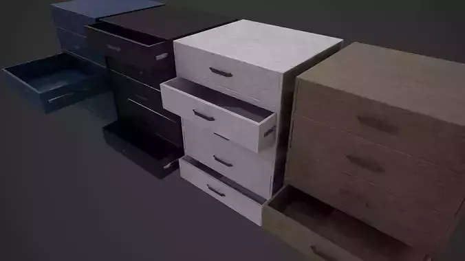 Dresser Draw Unit - 4 Textured Versions Low-poly 3D model