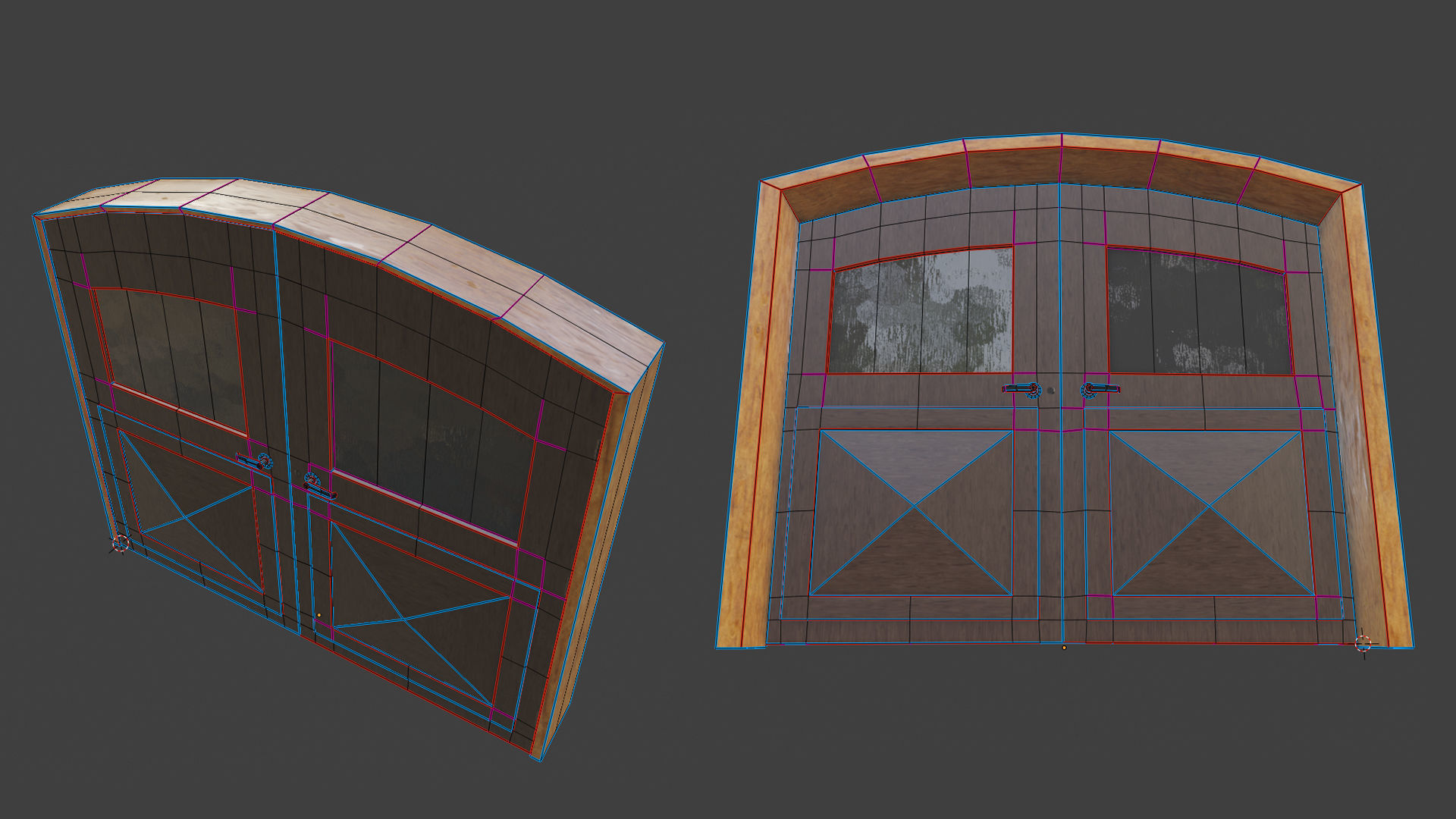 Kit of Vintage Doors with Glass Window PBR Options Textures Low-poly 3D model_18