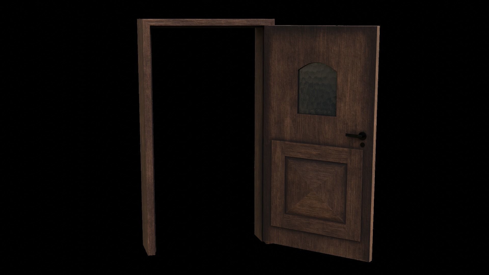 Kit of Vintage Doors with Glass Window PBR Options Textures Low-poly 3D model_36