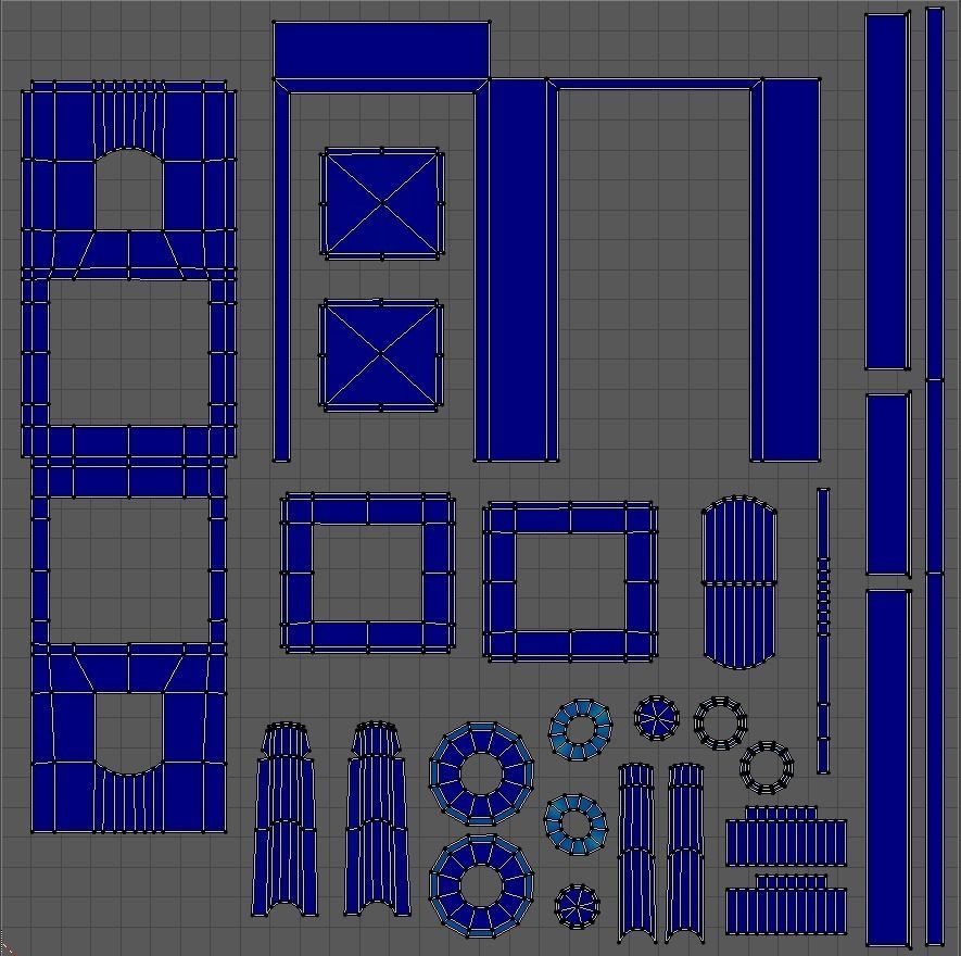 Kit of Vintage Doors with Glass Window PBR Options Textures Low-poly 3D model_29