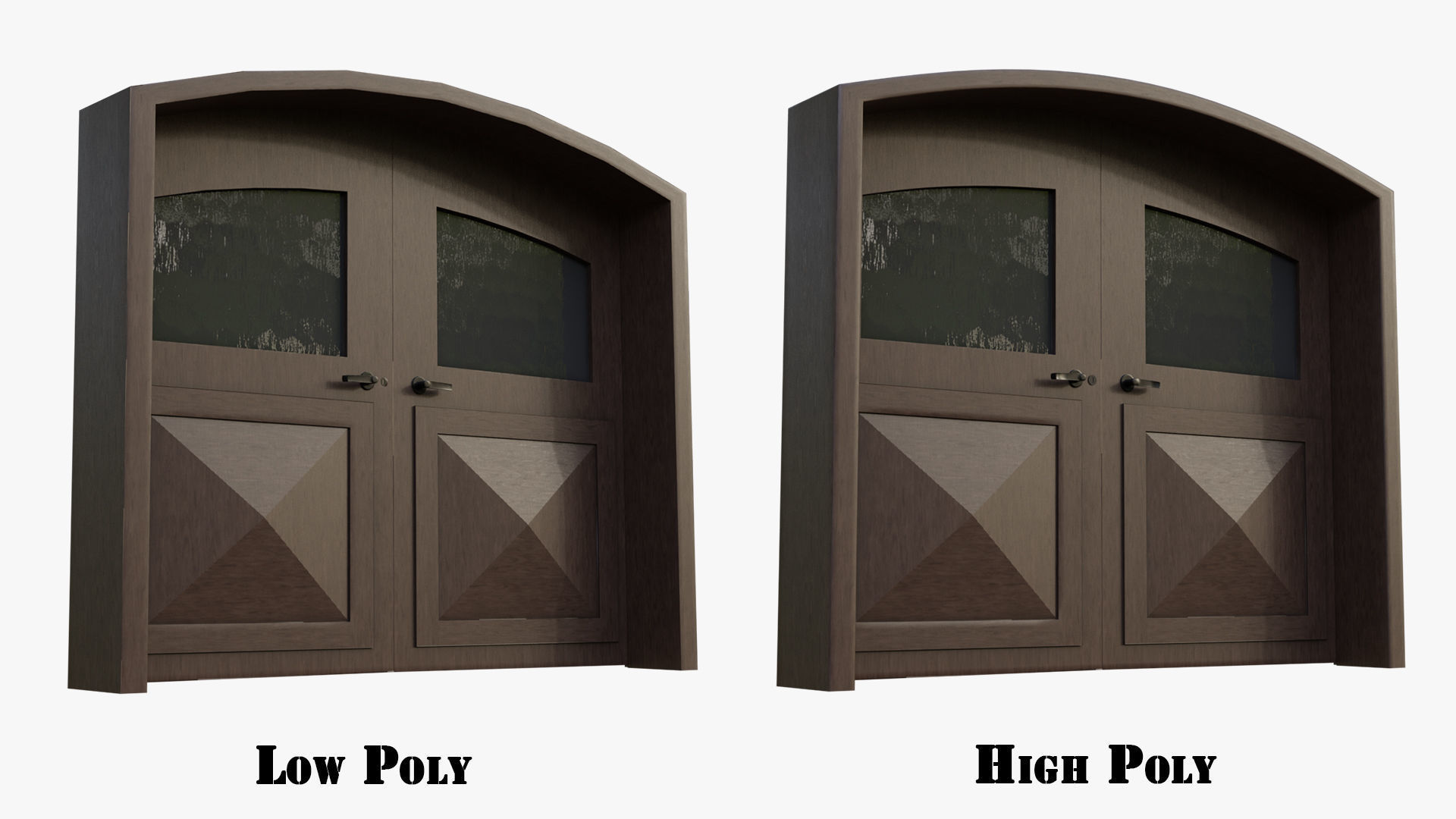 Kit of Vintage Doors with Glass Window PBR Options Textures Low-poly 3D model_3