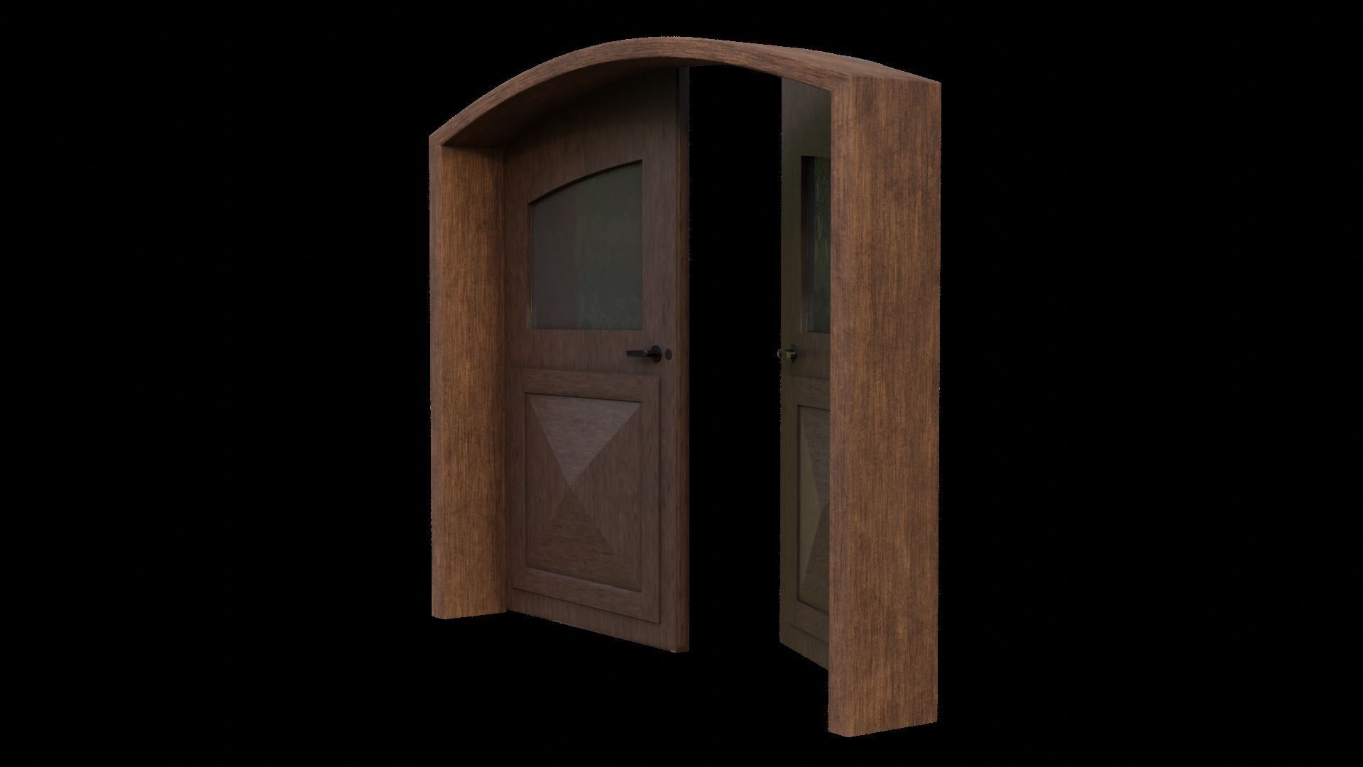 Kit of Vintage Doors with Glass Window PBR Options Textures Low-poly 3D model_38