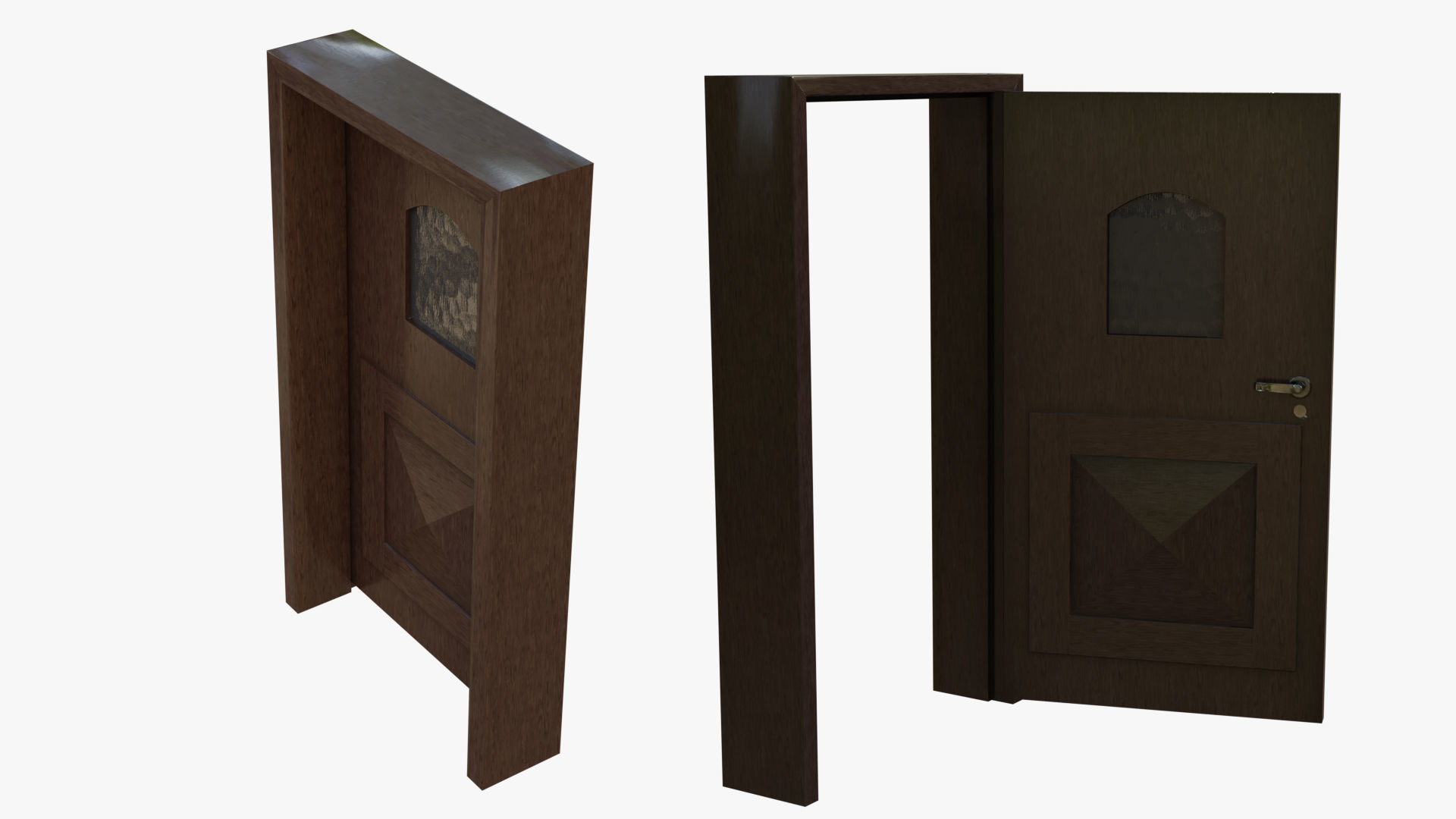 Kit of Vintage Doors with Glass Window PBR Options Textures Low-poly 3D model_27