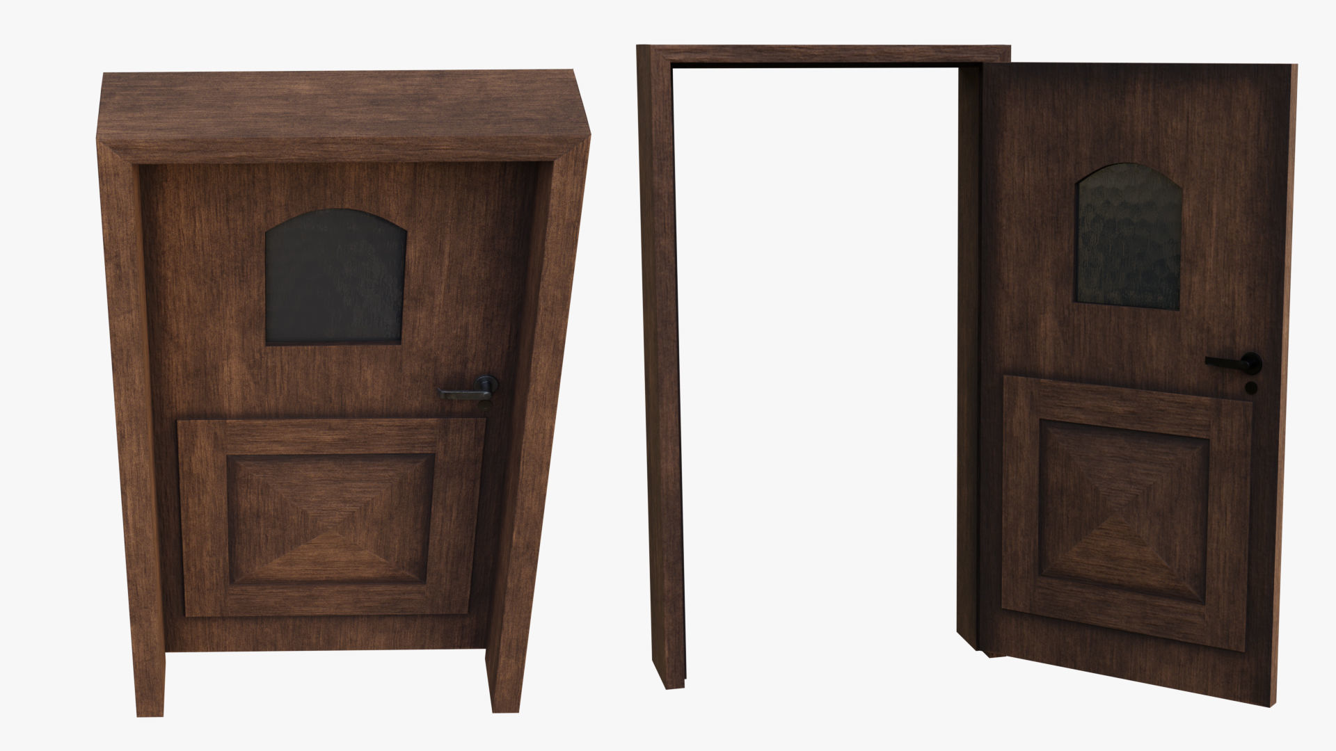 Kit of Vintage Doors with Glass Window PBR Options Textures Low-poly 3D model_26