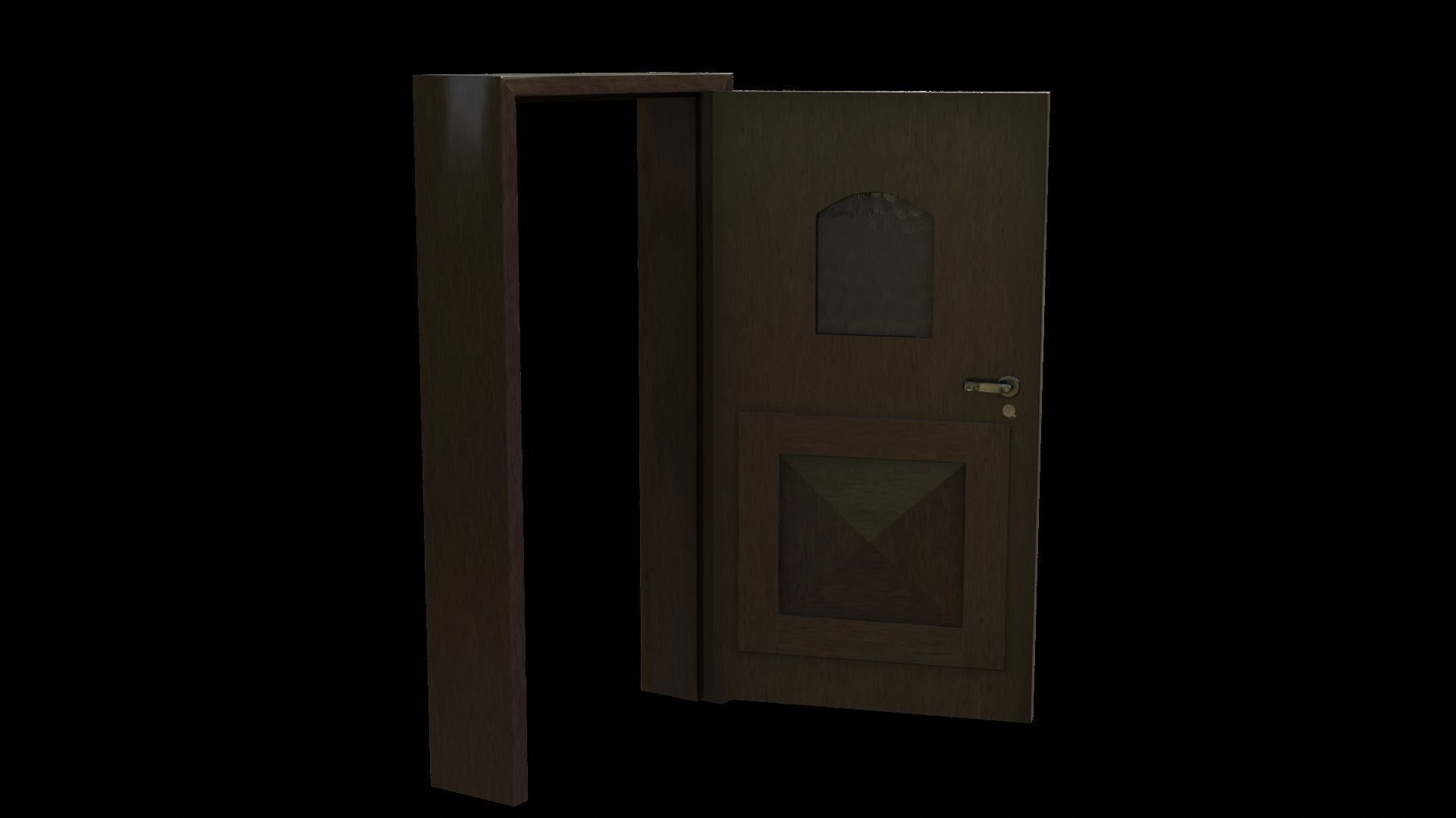 Kit of Vintage Doors with Glass Window PBR Options Textures Low-poly 3D model_34