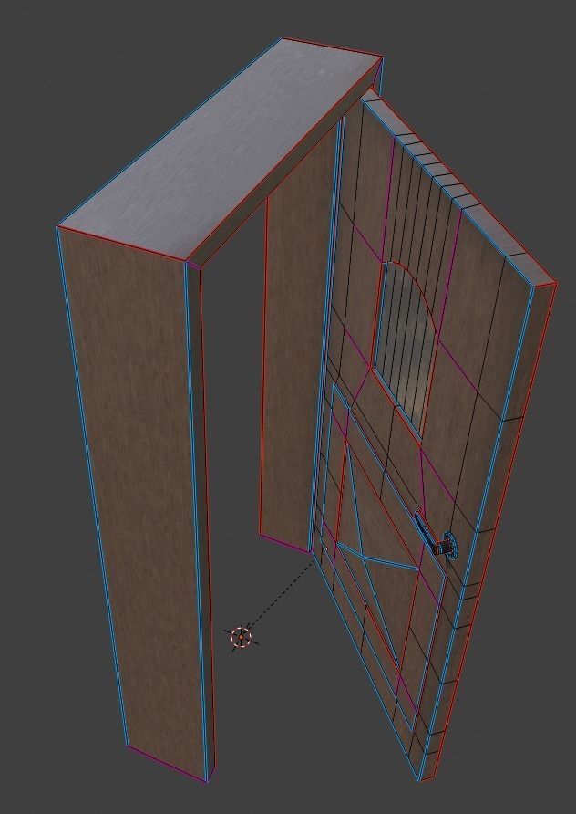 Kit of Vintage Doors with Glass Window PBR Options Textures Low-poly 3D model_33