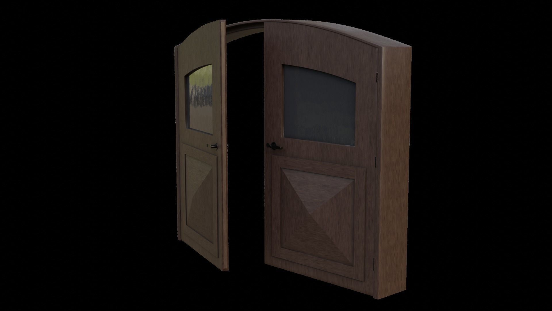 Kit of Vintage Doors with Glass Window PBR Options Textures Low-poly 3D model_37