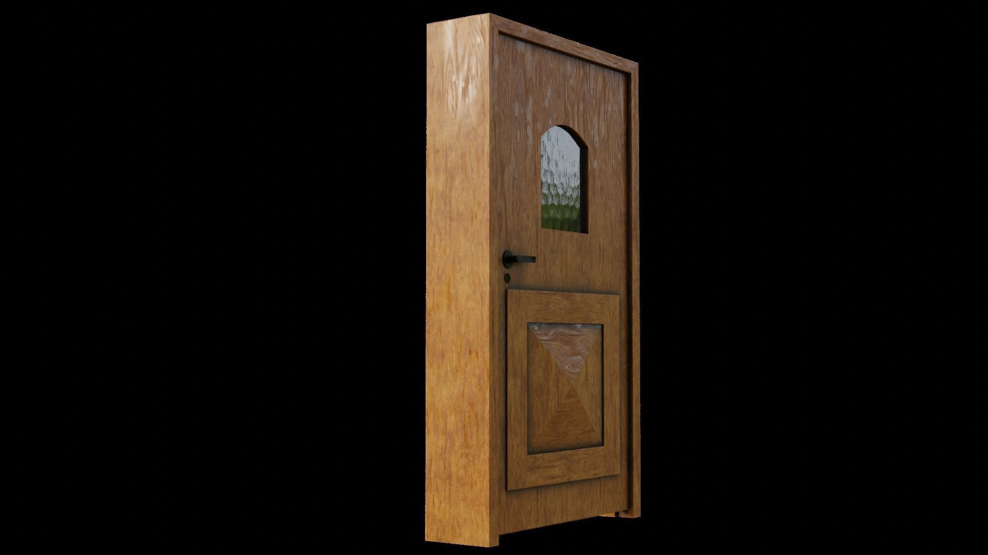 Kit of Vintage Doors with Glass Window PBR Options Textures Low-poly 3D model_35