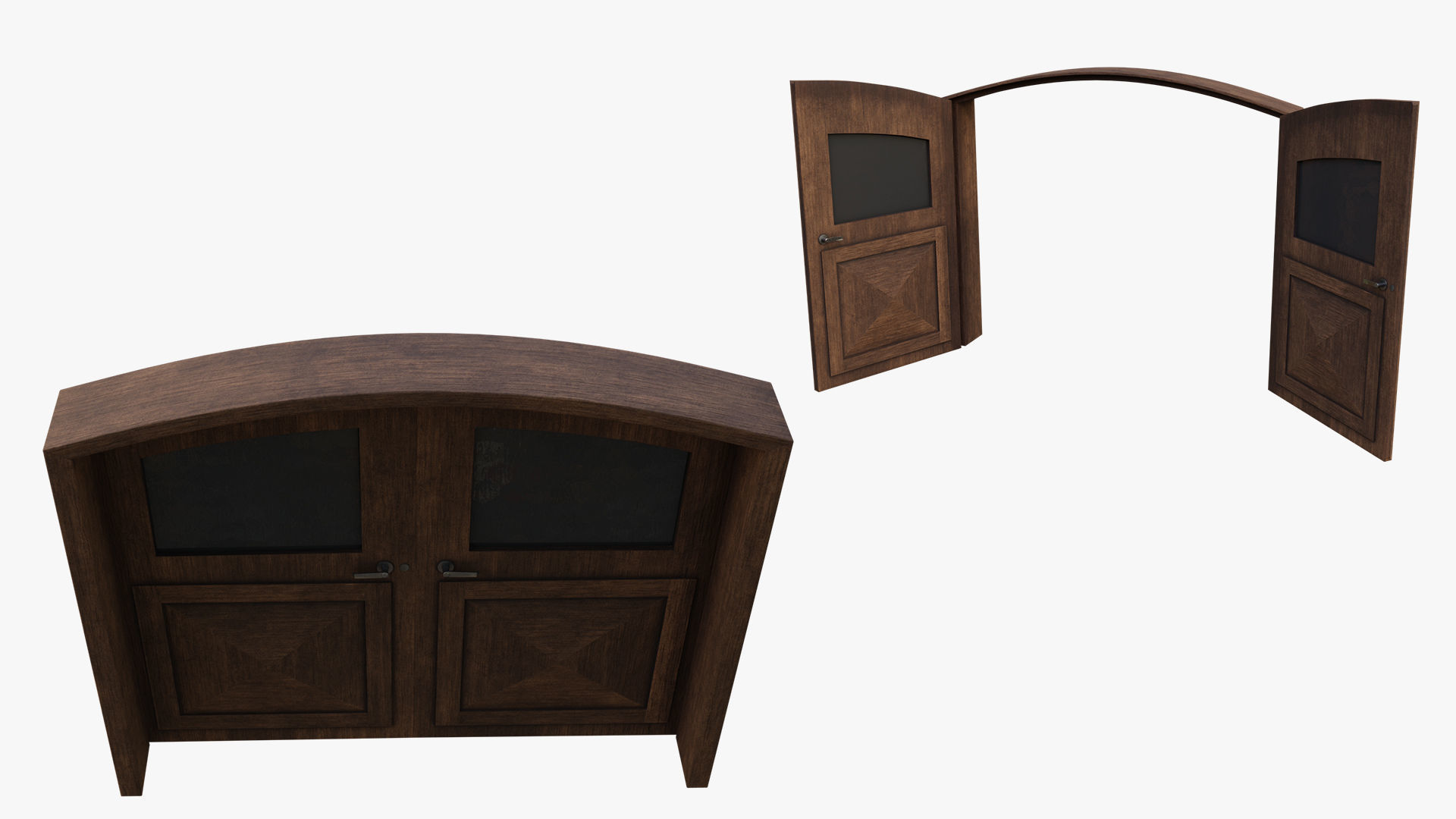 Kit of Vintage Doors with Glass Window PBR Options Textures Low-poly 3D model_20