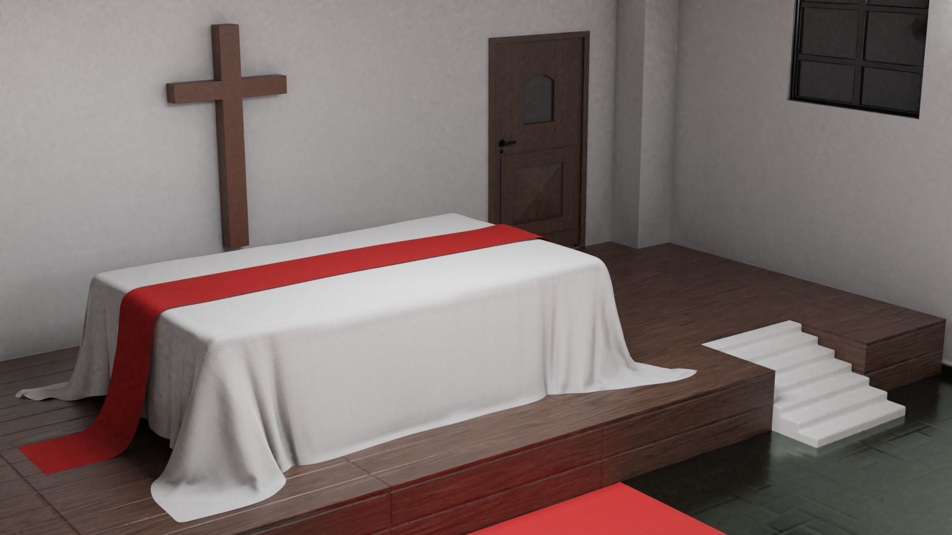 Kit of Vintage Doors with Glass Window PBR Options Textures Low-poly 3D model_16