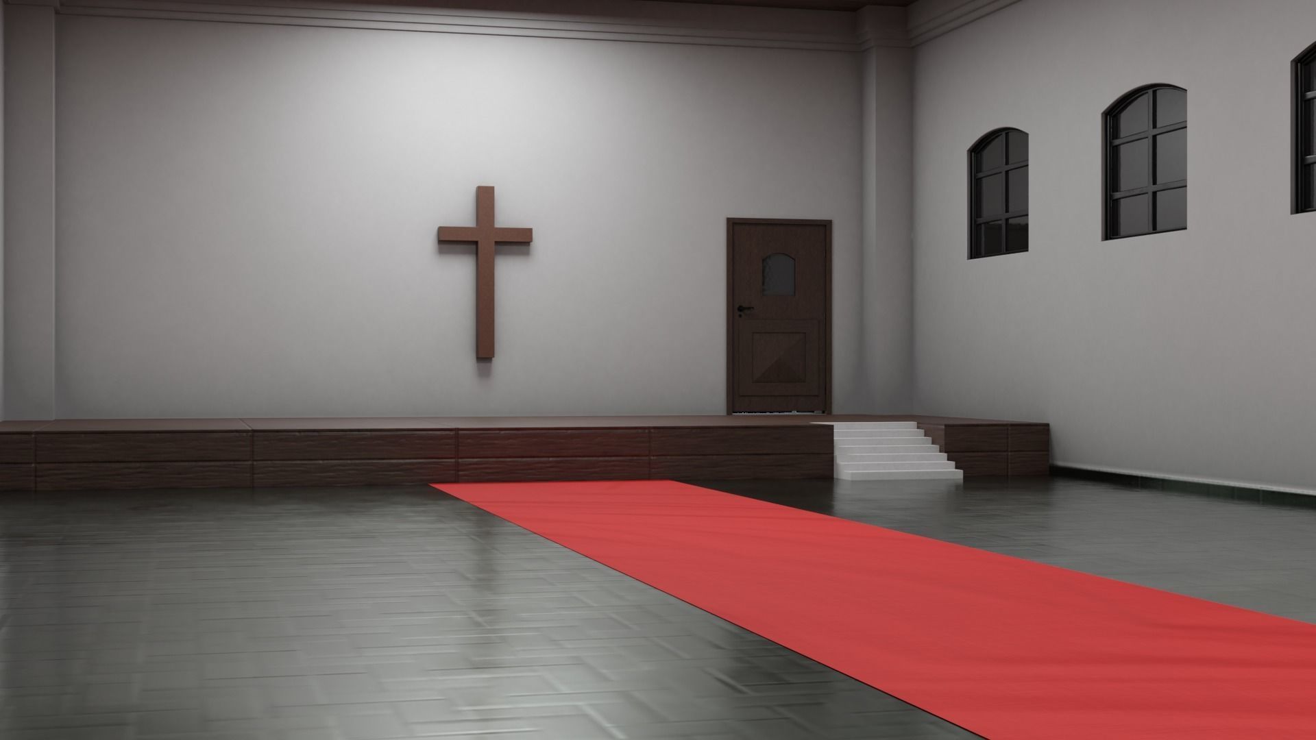 Kit of Vintage Doors with Glass Window PBR Options Textures Low-poly 3D model_14