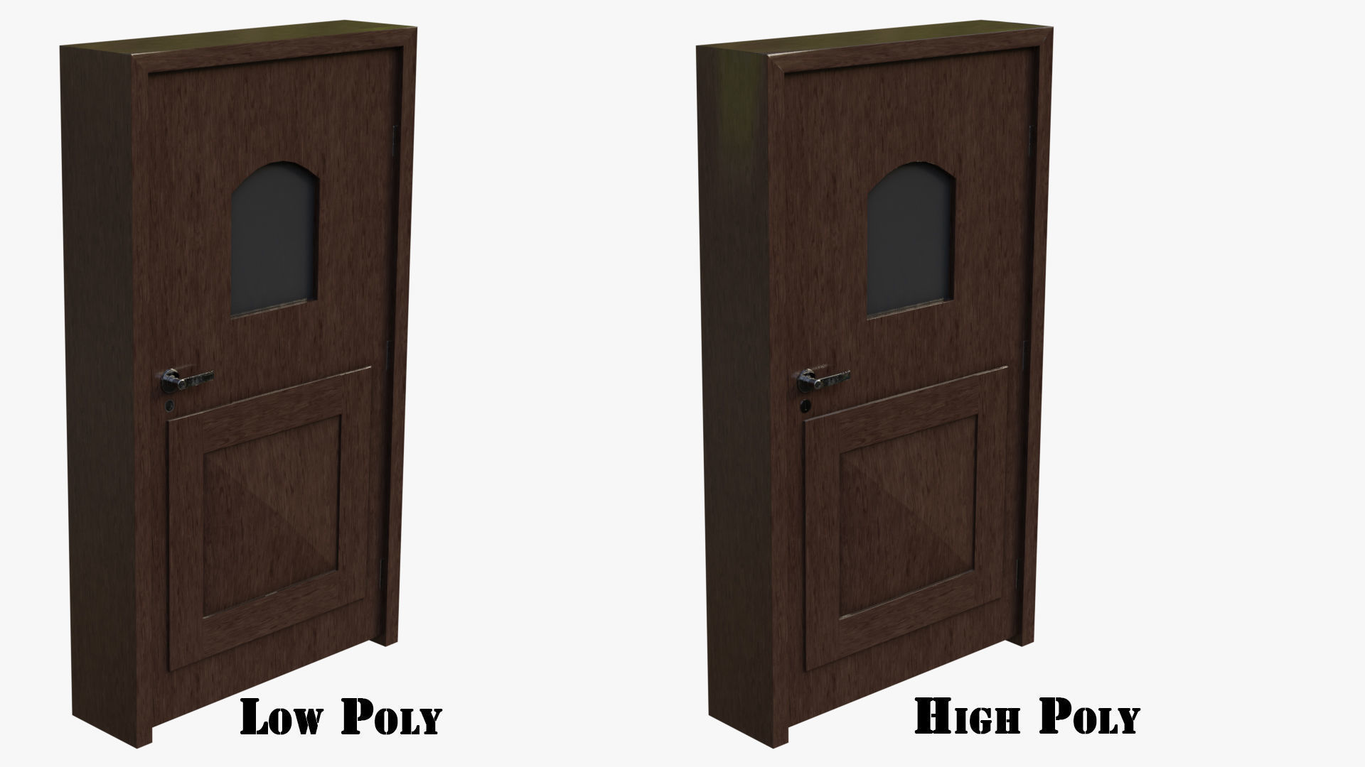 Kit of Vintage Doors with Glass Window PBR Options Textures Low-poly 3D model_2