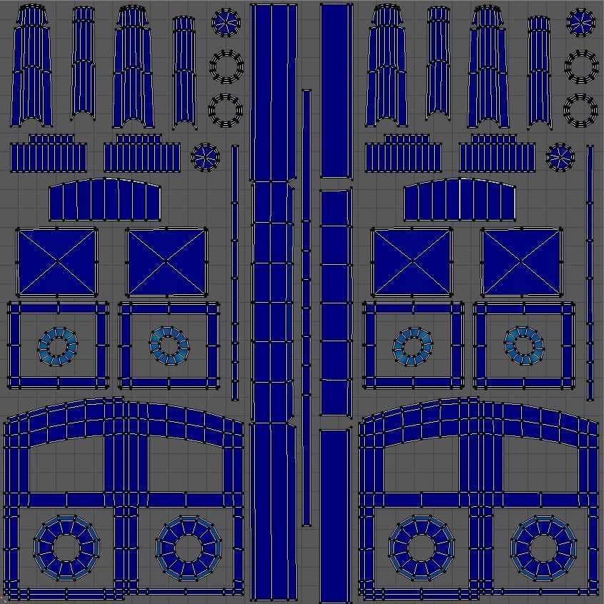 Kit of Vintage Doors with Glass Window PBR Options Textures Low-poly 3D model_24