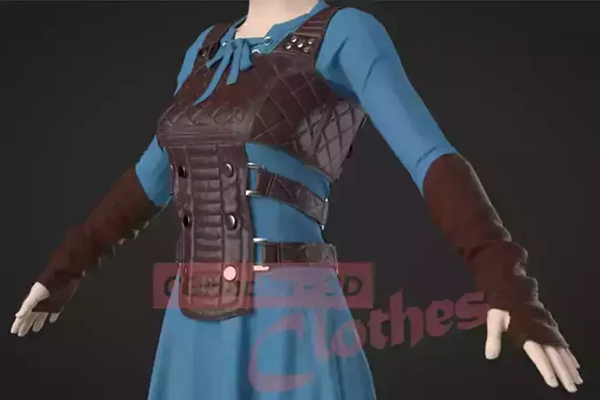 Female Medieval Fantasy Outfit - 48 Marvelous Designer and Clo3D