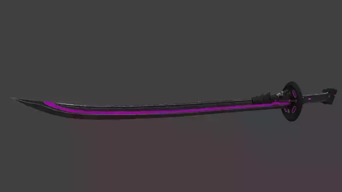 Corrupt Futuristic Samurai Sword Low-poly 3D model
