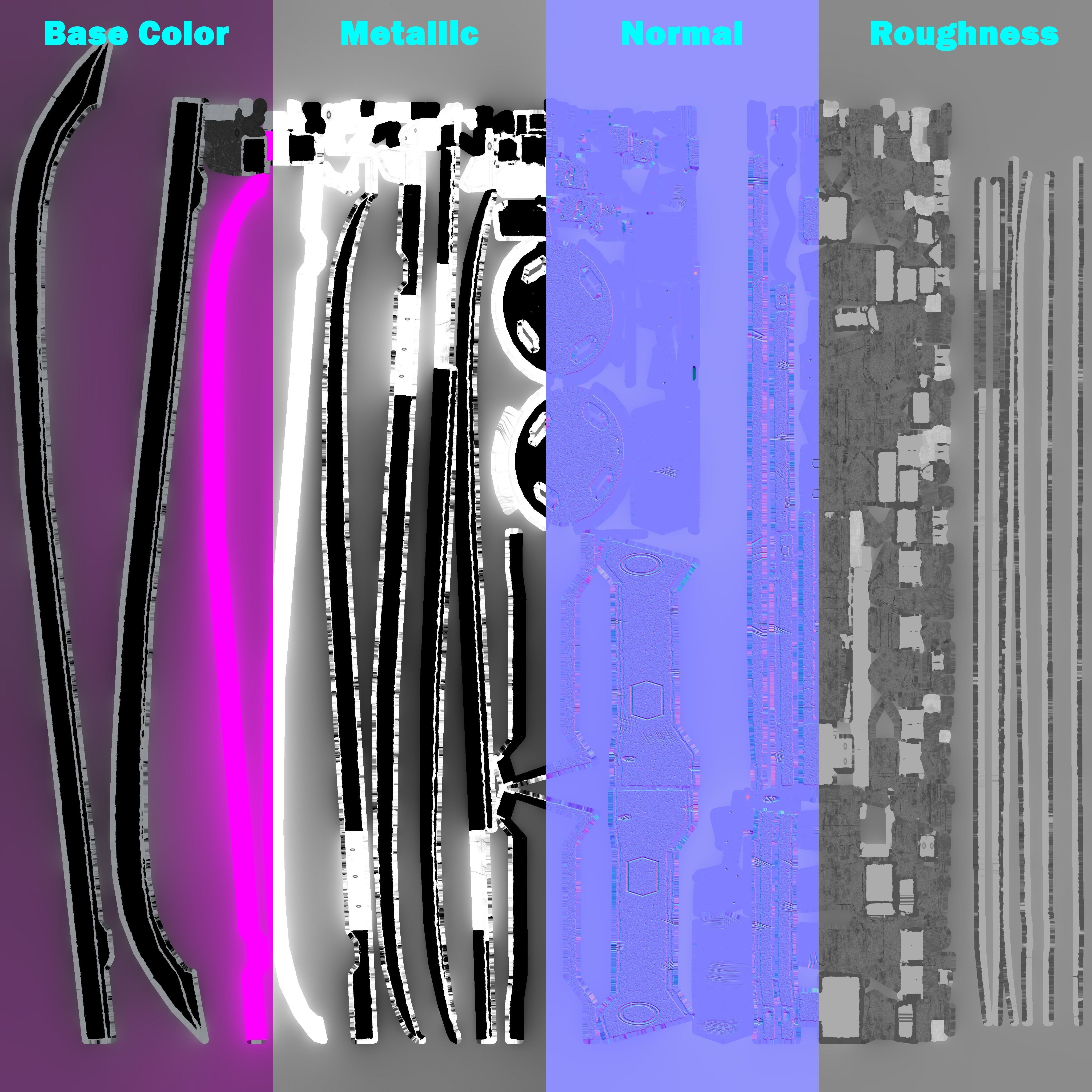 Corrupt Futuristic Samurai Sword Low-poly 3D model_9