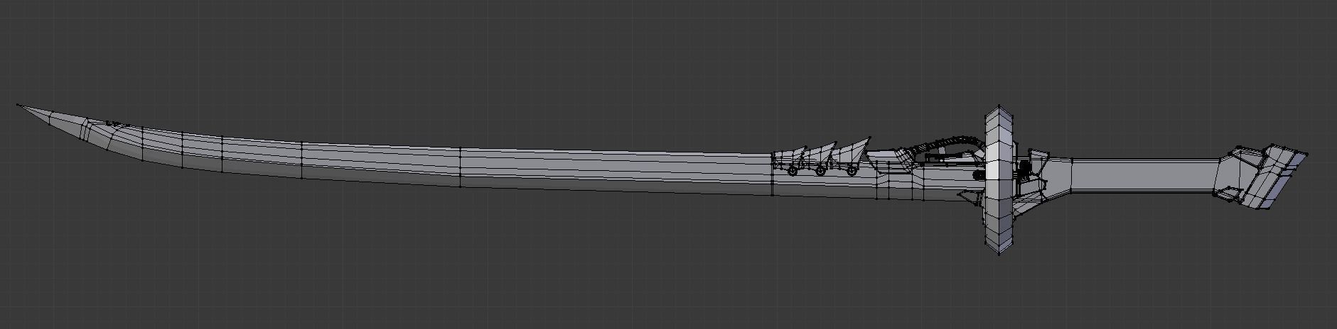 Corrupt Futuristic Samurai Sword Low-poly 3D model_6