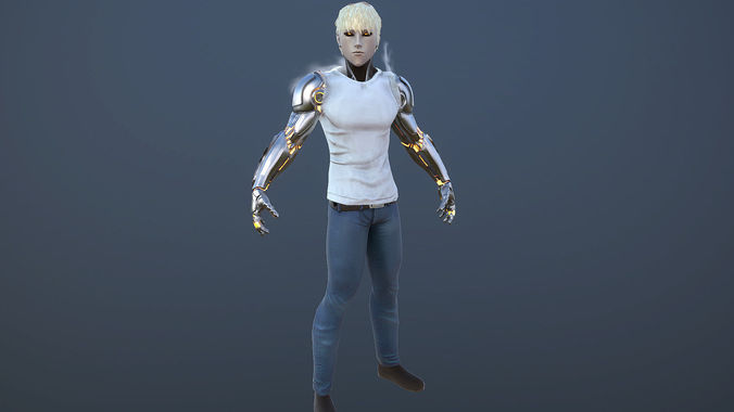 One punch man GENOS 3d model low poly  Low-poly 3D model