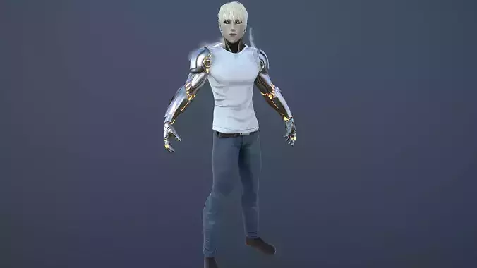 One punch man GENOS 3d model low poly  Low-poly 3D model