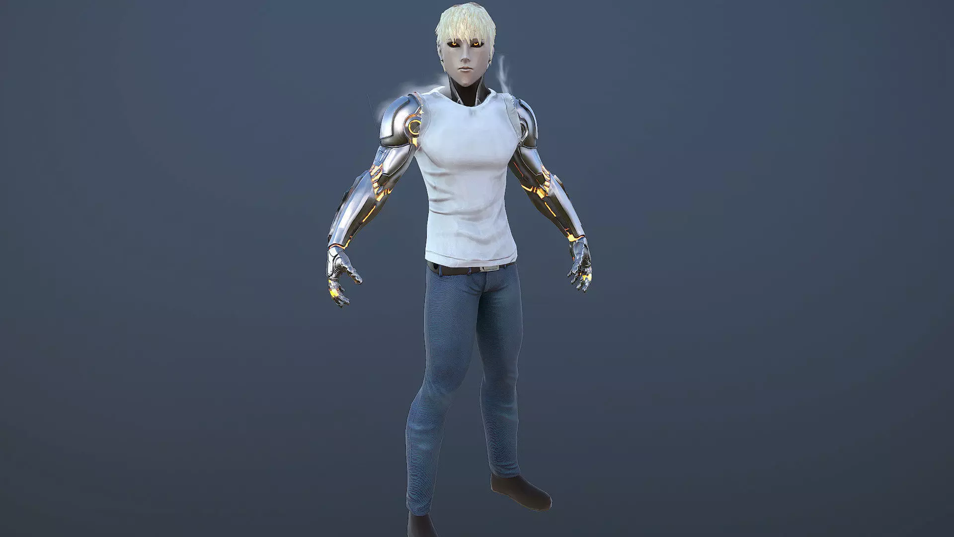 One punch man GENOS 3d model low poly  Low-poly 3D model_0