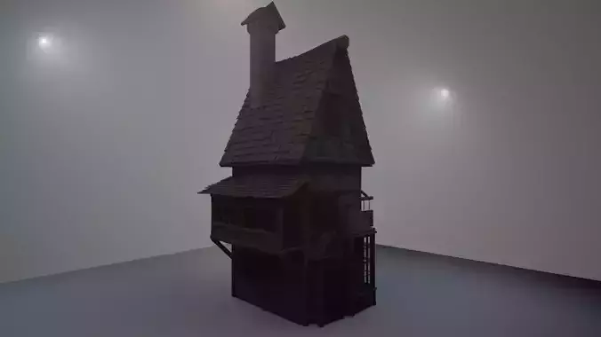 Detailed Medieval Hotel Building  Low-poly 3D model