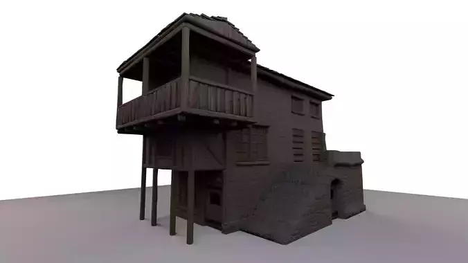 Detailed Medieval Building 4 Low-poly 3D model