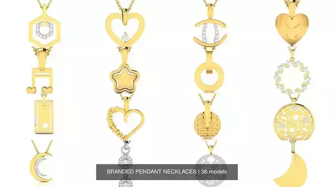 36 BRANDED PENDANT NECKLACES 3D Model Collection