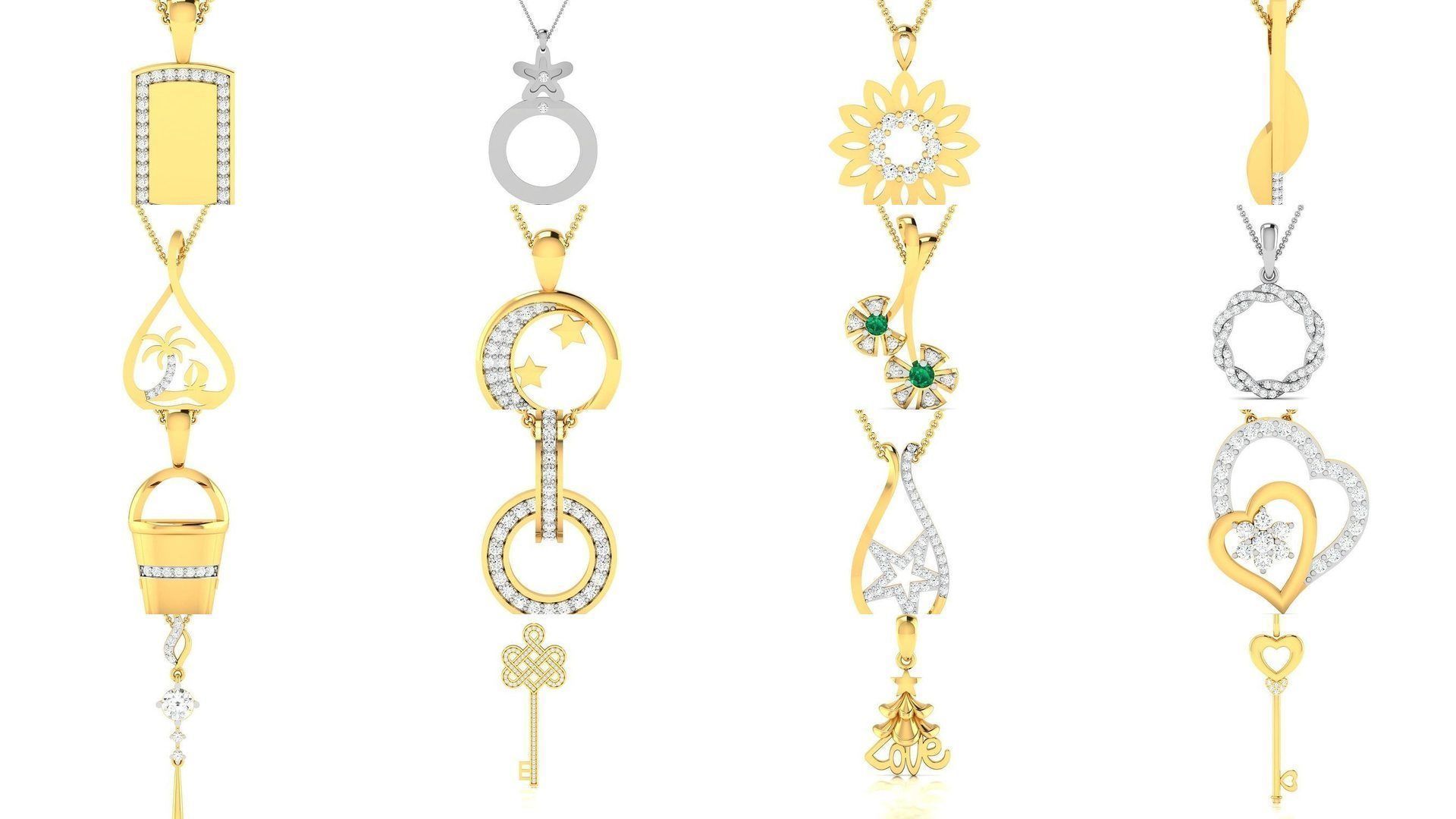 36 BRANDED PENDANT NECKLACES 3D Model Collection_1