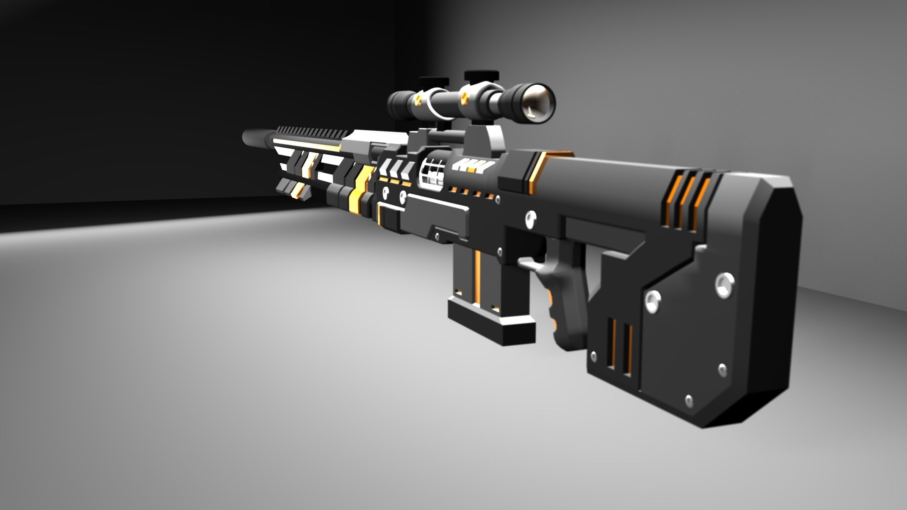 Sniper Rifle - SHARK -GAME READY Free low-poly 3D model_2