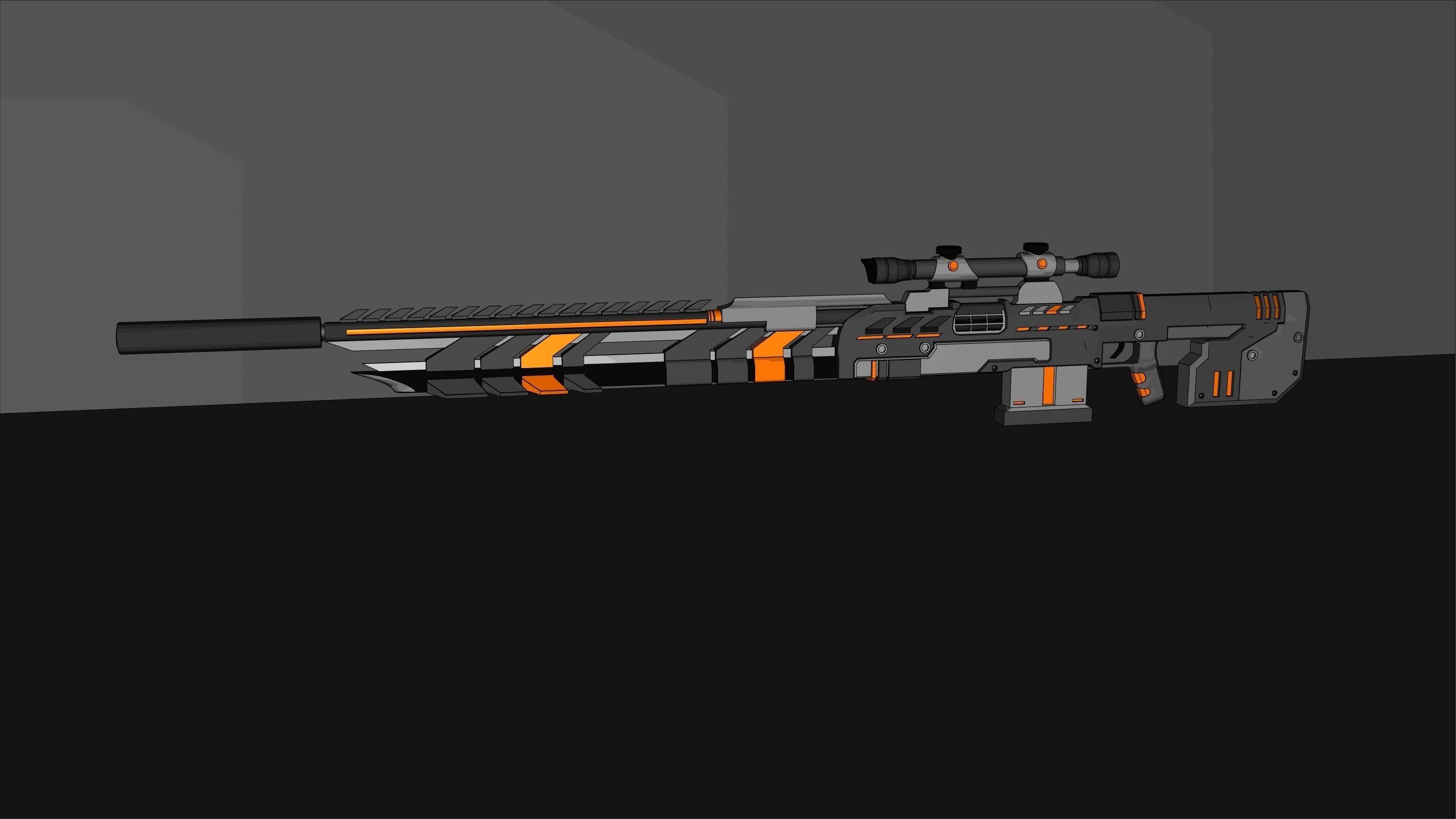 Sniper Rifle - SHARK -GAME READY Free low-poly 3D model_4