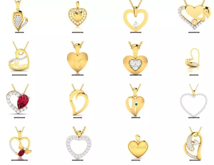 27 HEART VALENTINE PENDANT NECKLACE  3D Model Collection_0