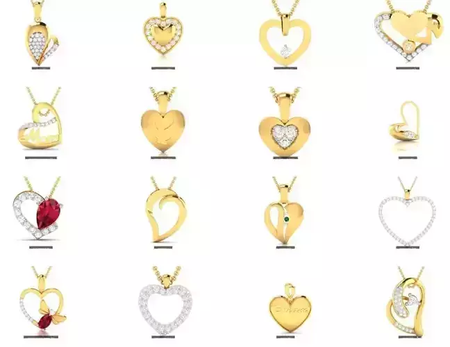 27 HEART VALENTINE PENDANT NECKLACE  3D Model Collection