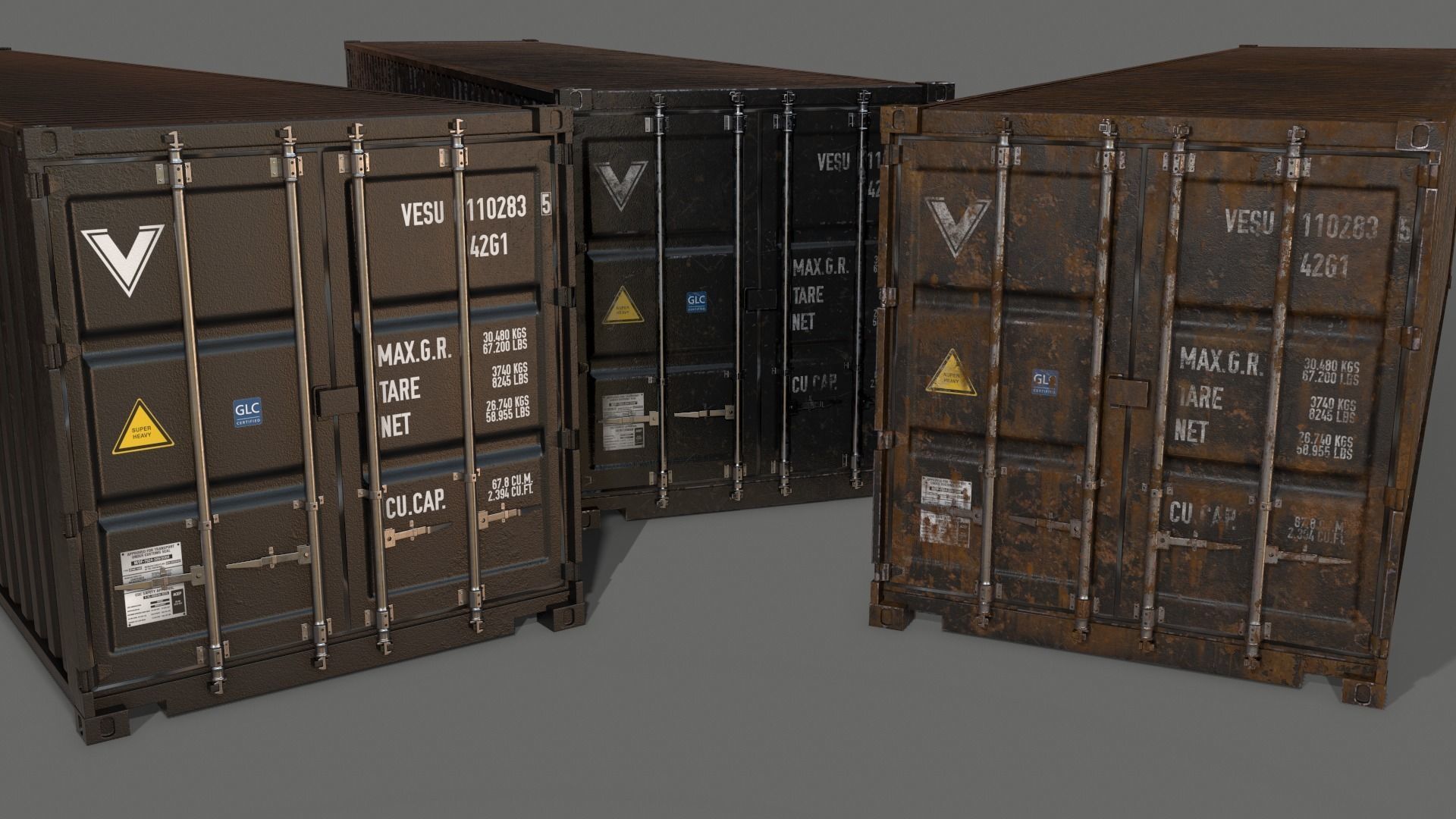 PBR 40 ft Shipping Cargo Container - Black Low-poly 3D model_4