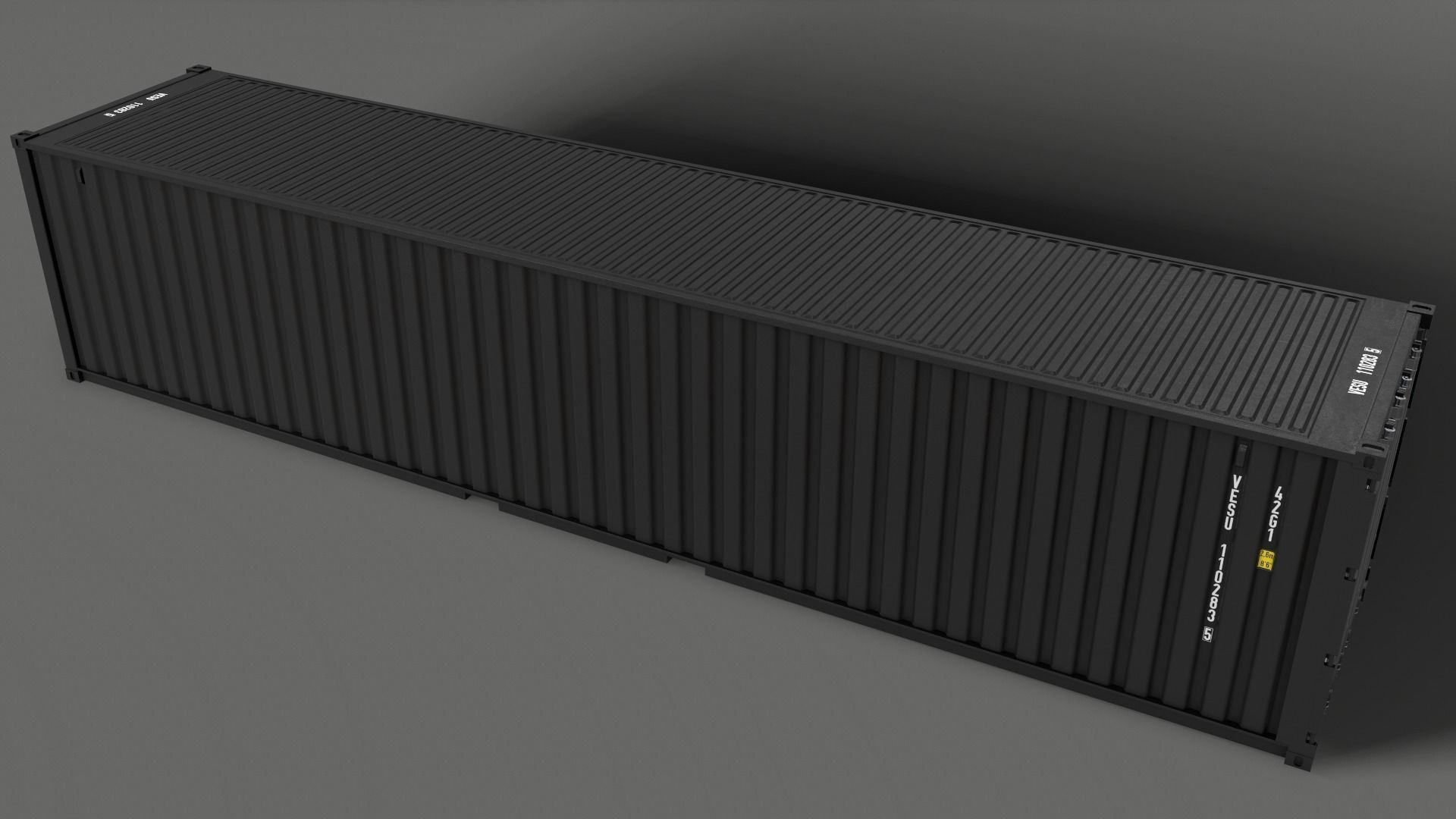 PBR 40 ft Shipping Cargo Container - Black Low-poly 3D model_8
