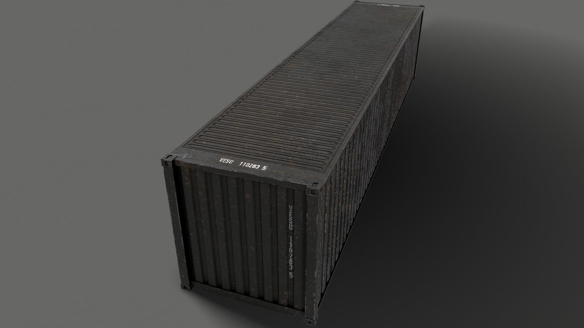 PBR 40 ft Shipping Cargo Container - Black Low-poly 3D model_13
