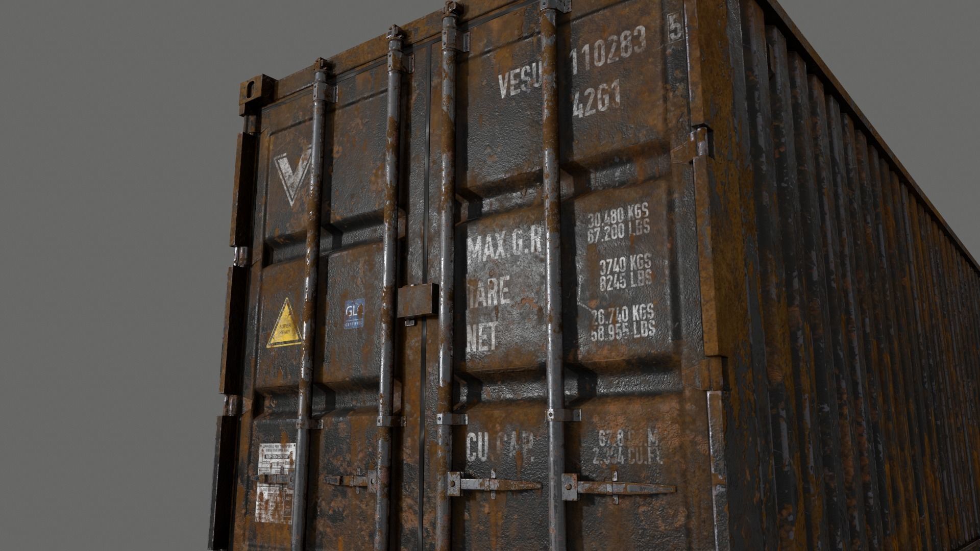PBR 40 ft Shipping Cargo Container - Black Low-poly 3D model_17
