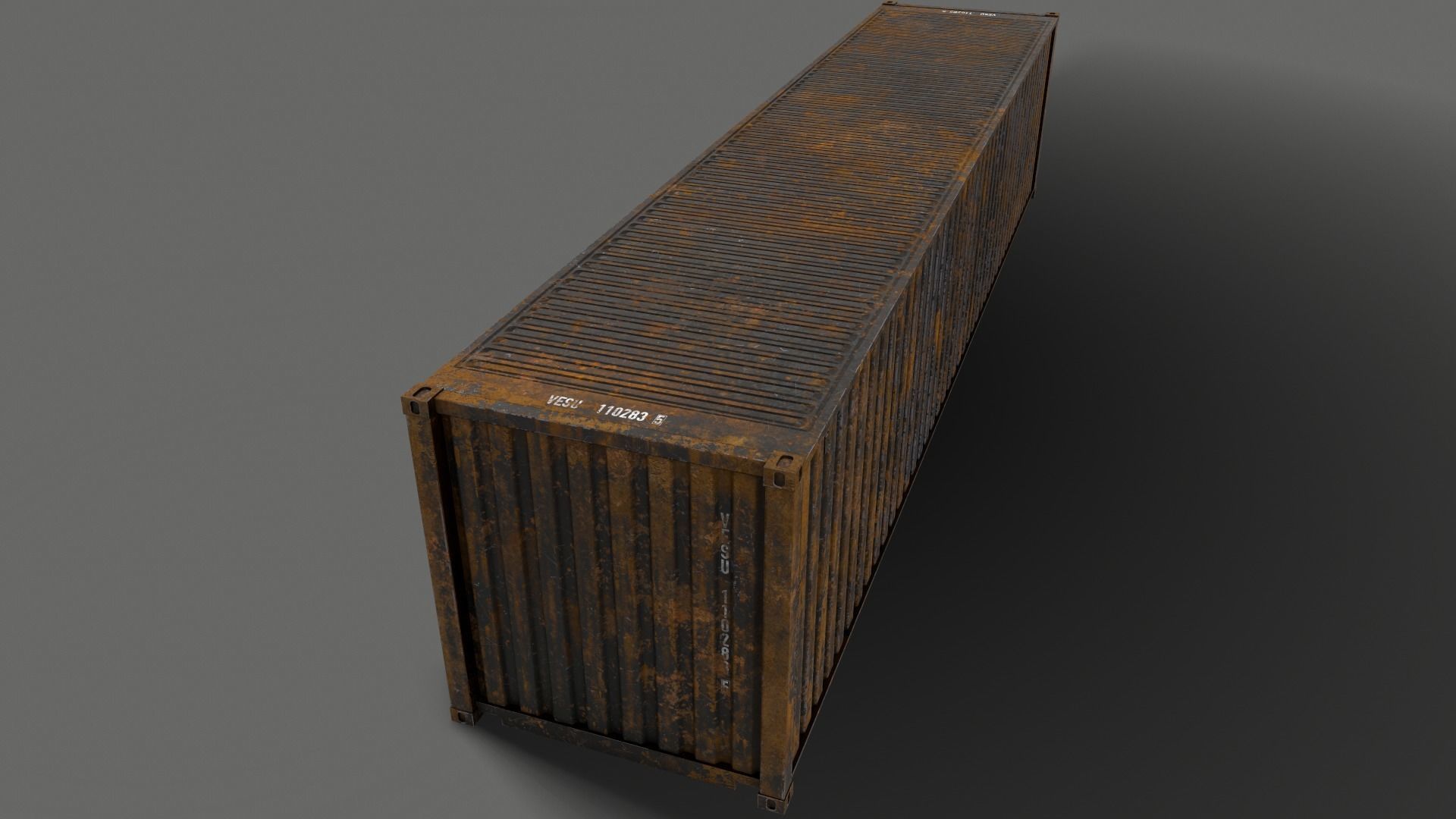PBR 40 ft Shipping Cargo Container - Black Low-poly 3D model_14