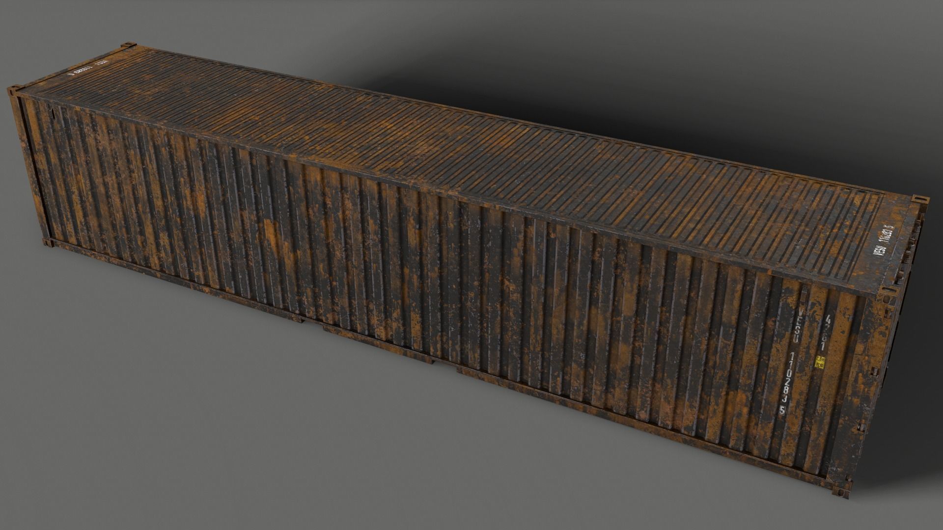 PBR 40 ft Shipping Cargo Container - Black Low-poly 3D model_10