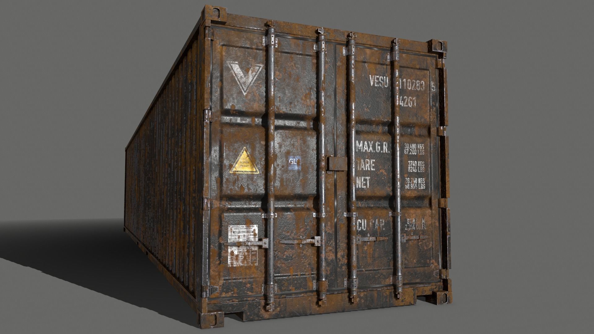 PBR 40 ft Shipping Cargo Container - Black Low-poly 3D model_18