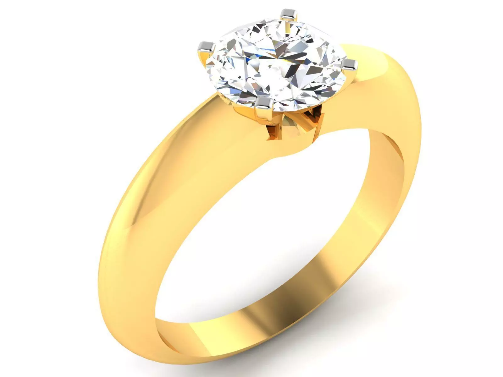 ring-3447 solitaire diamond engagement ring gold 3D print model