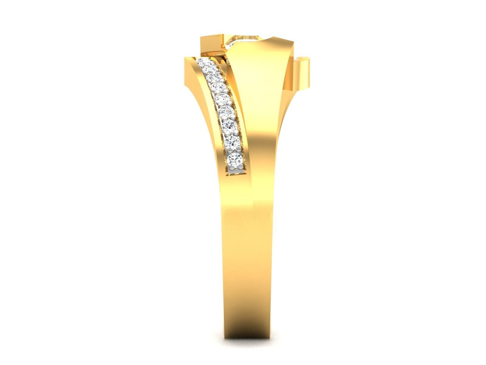 ring-3425 mens diamond ring gold 3D print model_4