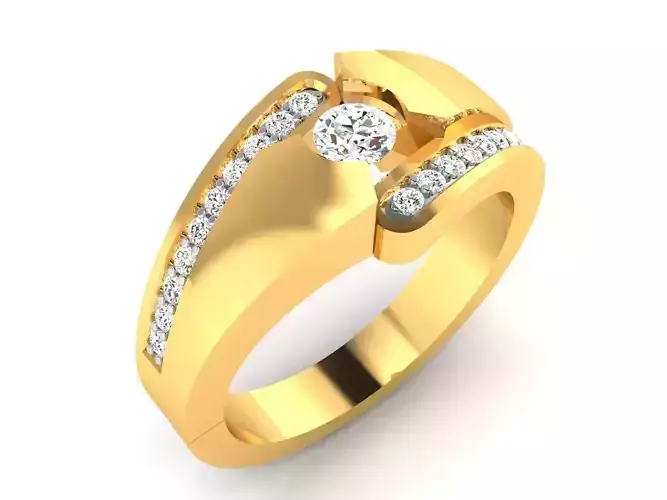 ring-3425 mens diamond ring gold