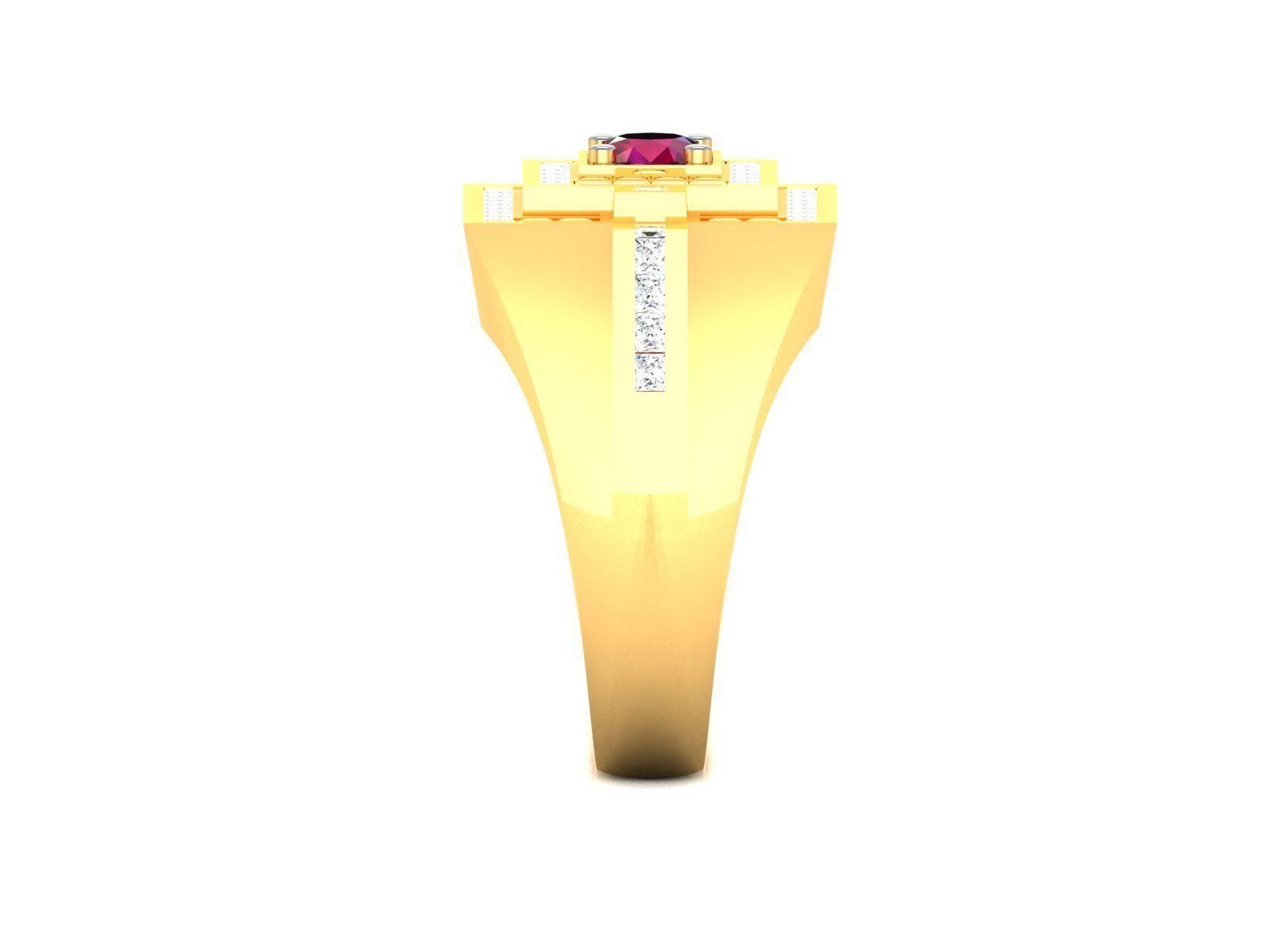 ring-3312 gold ring with ruby stone and diamonds 3D print model_4