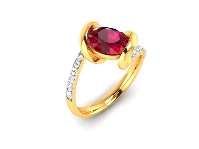 ring-3310 gold ring with ruby stone and diamonds 3D print model
