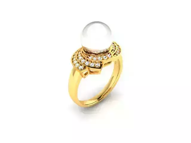 ring-3301 gold ring with pearl and diamonds