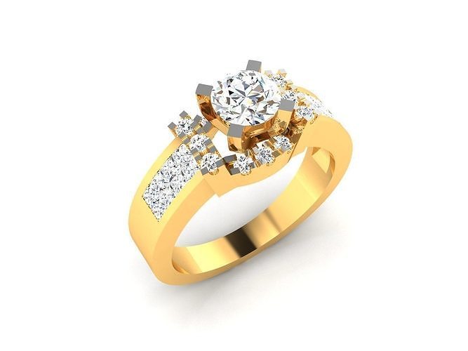 ring-3232 diamond engagement ring gold 3D print model